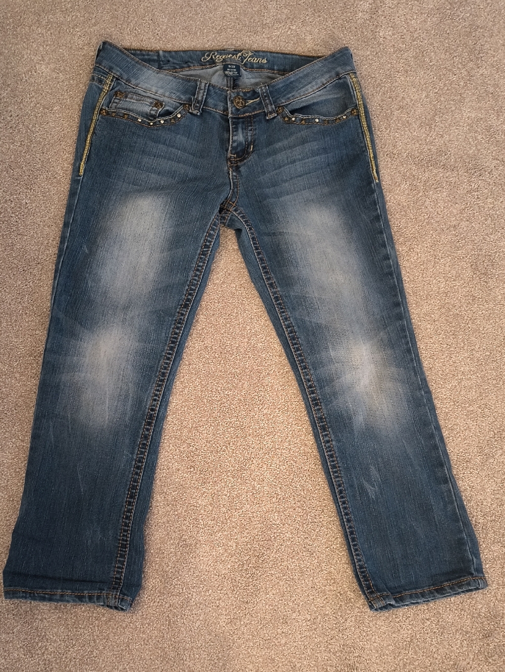 Women's Request Jeans Faded Blue Straight Ankle. Metallic Detail Pockets 9/29